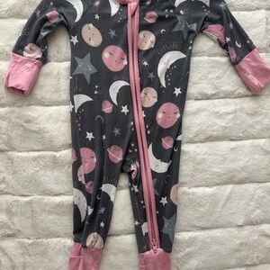 Little Sleepies Pink and Gray Moon Pajamas